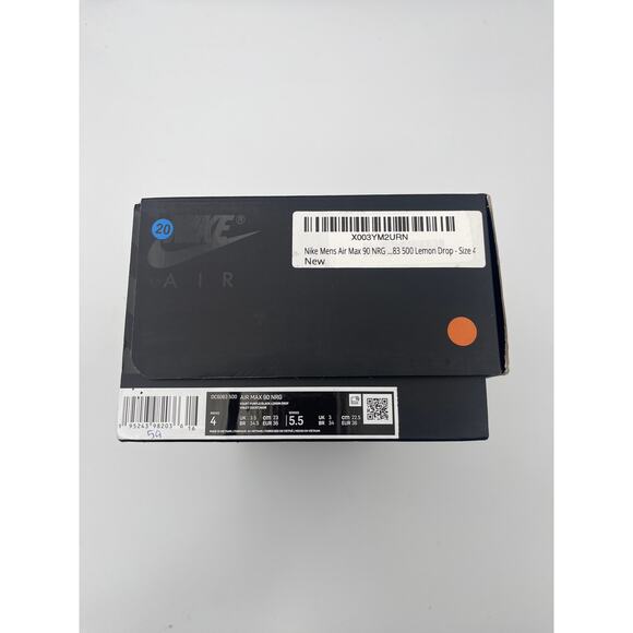 NIB Nike Air Max 90 NRG 'Lemon Drop' DC6083-500 - Size 4 (EUR 36) - Picture 6 of 9